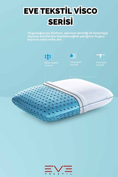 Eve Tekstil Visco Orthopedic Smart Sponge Technology Pernă de dormit Visco Pernă de dormit ortopedică hipoalergică