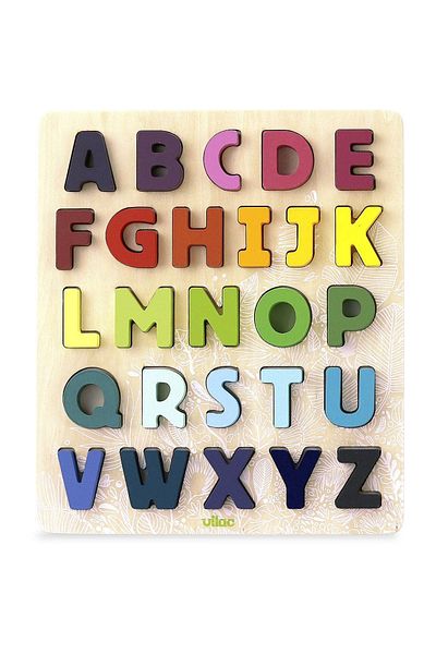 Vilac Puzzle incastru cu litere colorate din lemn