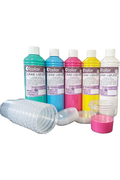 OColor Течна асфалтова креда 5 x 500 мл и 10 контейнера за боядисване