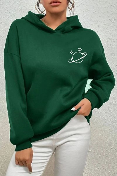 halowear Unisex Πράσινη φούτερ με στάμπα Saturn