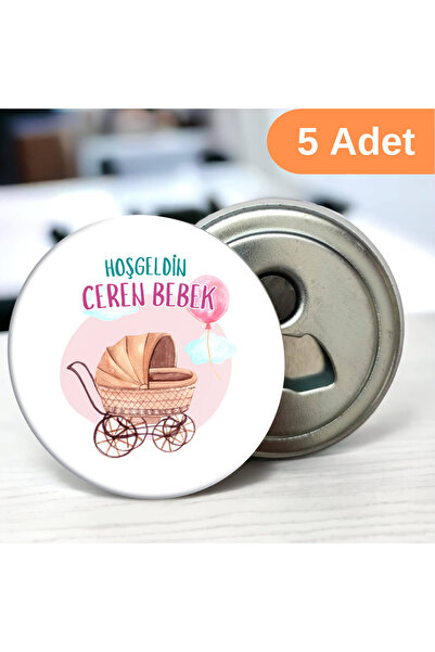DeBu Tasarım Hoş Geldin Bebek 58 mm Buzdolabına Yapışabilen Açacaklı Metal Ma...
