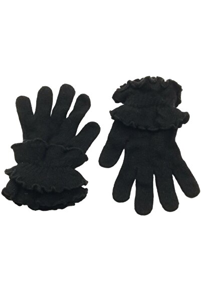 AXE SPORTSWEAR Black Ruffled Wool Knitwear Glove - Women's Winter