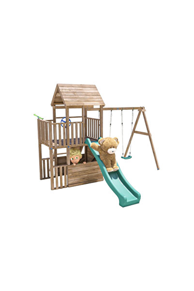 Dunster House Complex de joaca BalconyFort â„¢ Single Swing, tobogan verde, D...