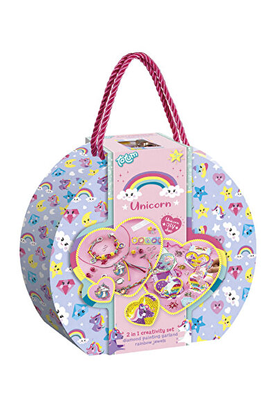 Totum Kreativní studio 2 v 1 s jednorožci, diamantovou malbou a náramky