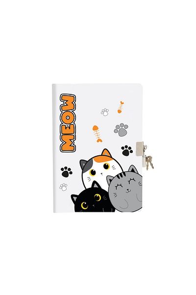 ITOTAL Diary with key, A5 format, kitten design