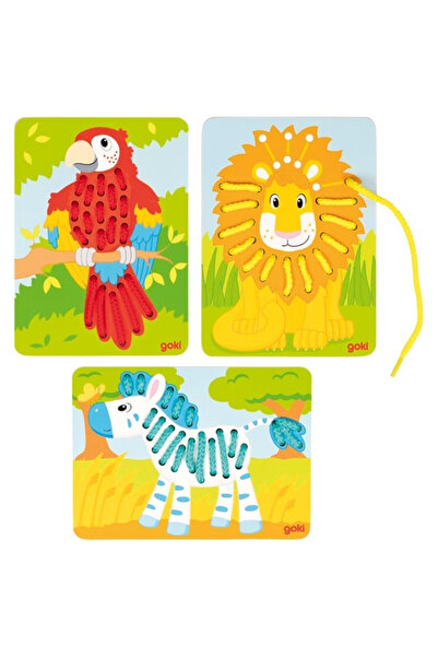 Goki Joc multicolor de insiretat cu animale vesele - Set dezvoltare indemanare