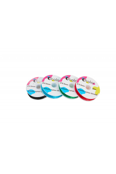 OColor Set 4 bobine brad elastic colorat diam 0.5 mm pentru insirat margele
