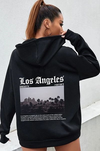 memowear Unisex Los Angeles City Themed Black Sweatshirt