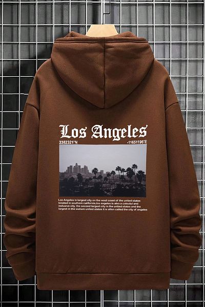 mw memowear Unisex Καφέ φούτερ με θέμα το Los Angeles City