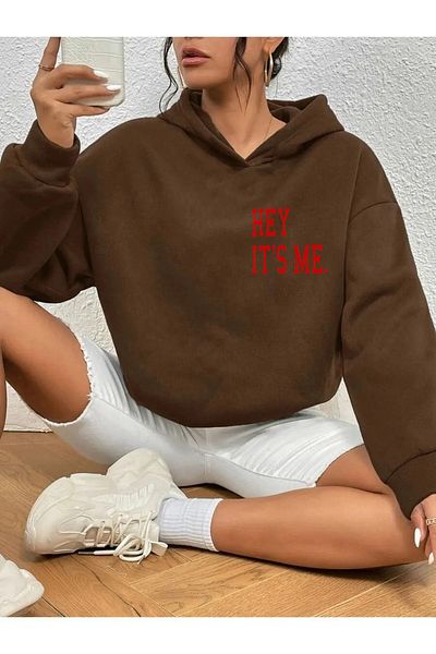 ciwi&life Унисекс суитшърт с щампа Hey It's ME, кафяв