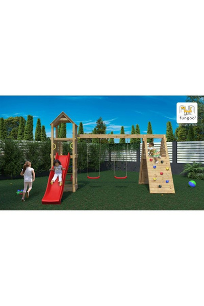 Fungoo Fleppi Dřevěné hřiště se 2 houpačkami a prolézačkou 04630 ks