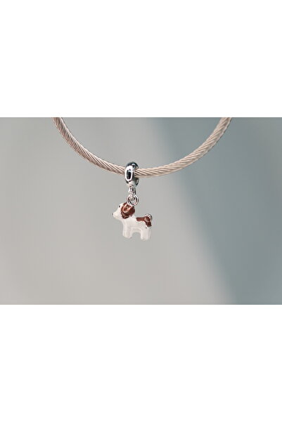 CYB STUDİO Stainless Steel Charm with Puppy Figure