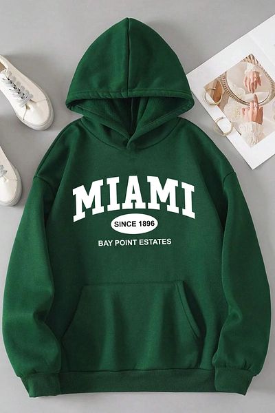 mw memowear Unisex MIAMI Since 1896 Printed Green φούτερ