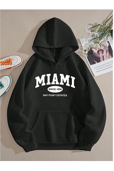 halowear Unisex Miami since 1896 Printed Black Sweatshirt
