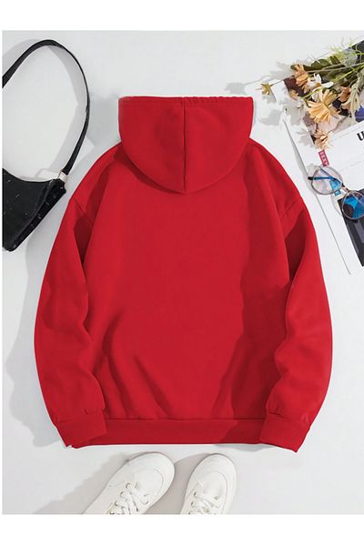 mw memowear Унисекс суитшърт с щампа Сан Франциско в червен цвят