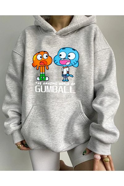 ciwi&life Unisex Gumball and Darwin printed γκρι φούτερ