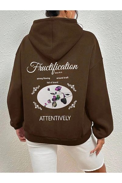 ciwi&life Унисекс суитшърт с кафяв принт Fructification
