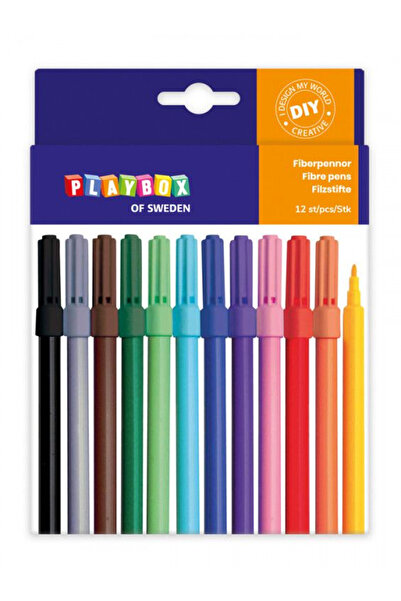 Playbox Set 12 Carioci colorate cu varful subtire