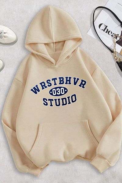memowear Φούτερ Unisex WRST με στάμπα μπεζ