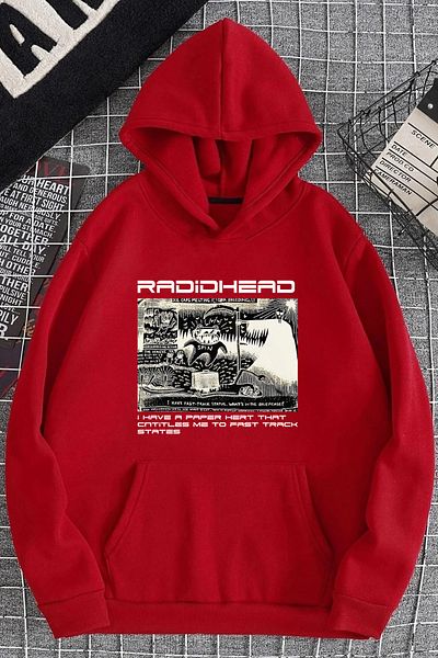 mw memowear Унисекс суитшърт с щампа RADIDHEAD в червен цвят