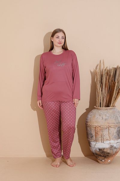 SEBOTEKS Soft Textured Milan Fabric Large Size Women's Sleepwear Suit 11700
