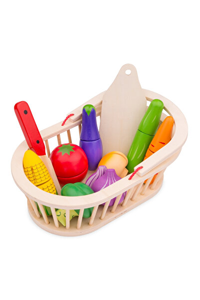 New Classic Toys Wooden vegetable cutting basket