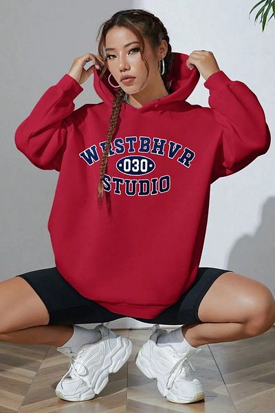 mw memowear Унисекс суитшърт с принт WRST в червен цвят