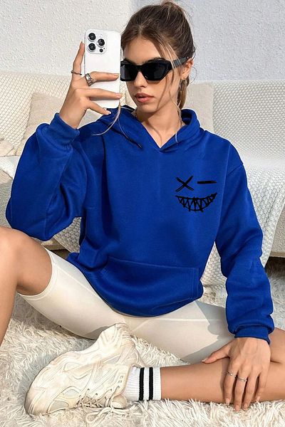 mw memowear Φούτερ Unisex Smile Printed Sax