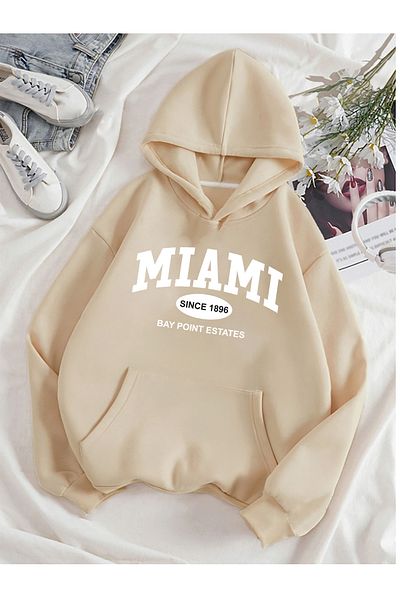 halowear Unisex MIAMI From 1896 Printed Beige φούτερ