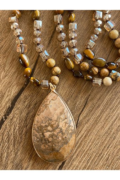 Store Retro Style Vintage Natural Stone Handmade Women's Necklace
