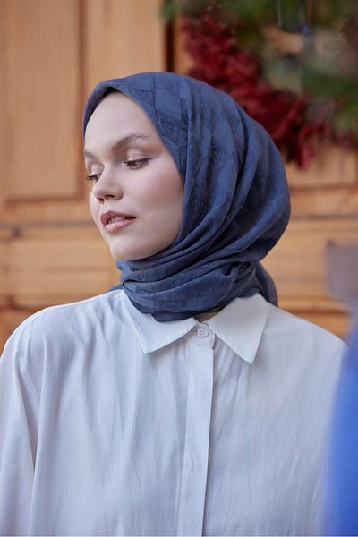 Şalland Dark Gray Viscose Jacquard Scarf
