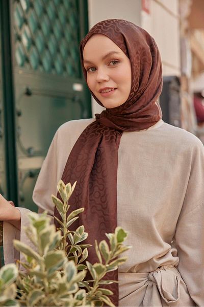 Şalland Jacquard Shawl Brown - His