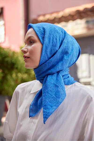 Şalland Indigo Viscose Jacquard Scarf