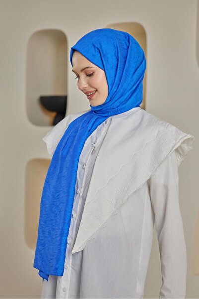 Şalland Waterway Jacquard Shawl Saks Blue
