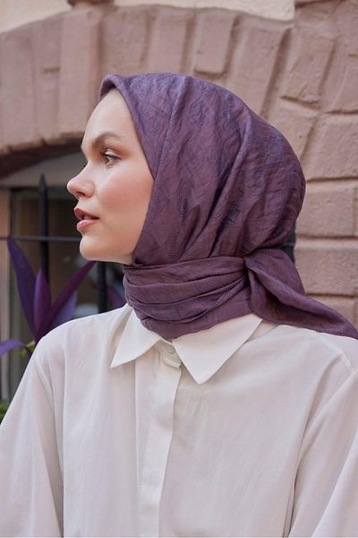Şalland Lilac Viscose Jacquard Scarf