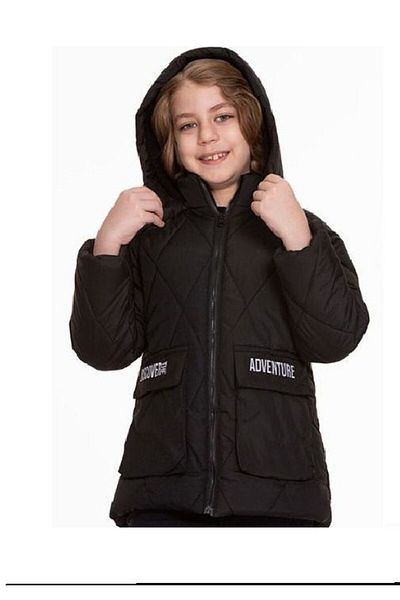 Minigimin Cicileri Diamond Patterned Quilted Coat - Black