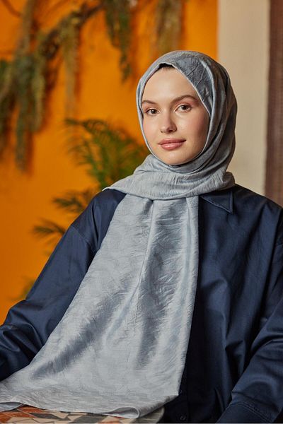 Şalland Waterway Jacquard Shawl Gray