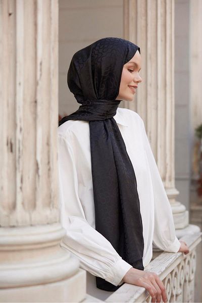 Şalland Black Feeling Jacquard Shawl