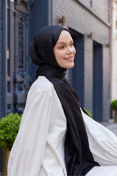 Şalland Black Feeling Jacquard Shawl