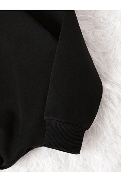 Pink Sky White Bear Printed Oversize Crew Neck Sweatshirt