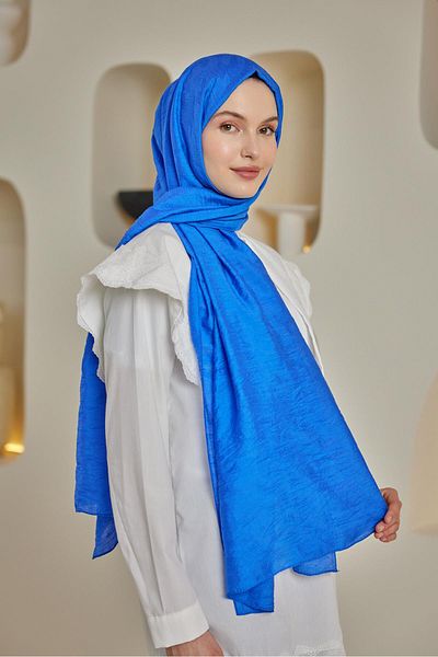 Şalland Waterway Jacquard Shawl Saks Blue
