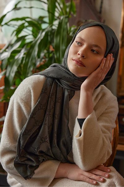 Şalland Wool Cashmere Shawl Black