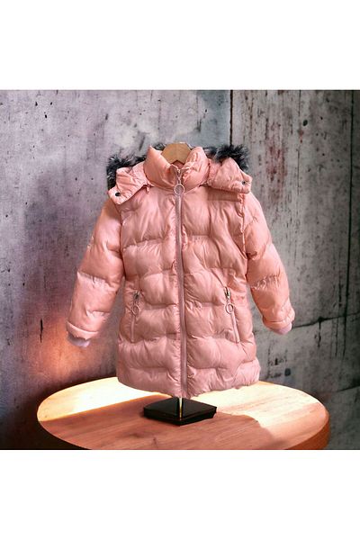 Minigimin Cicileri Winter Coat with Plush Lining Inside Detachable Hood Pocket Coat for Girls 57600