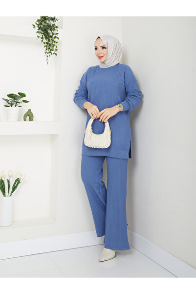 MODAMÜNASİP Υπέροχο κοτλέ πλεκτά είδη άνετο και κομψό σετ δύο τεμαχίων