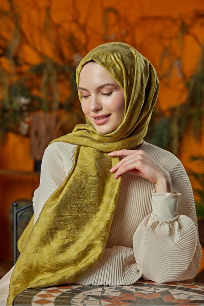 Şalland Waterway Jacquard Shawl Oil Green