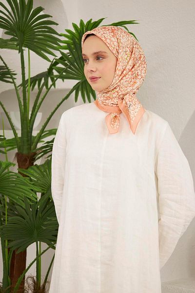Şalland Baroq Pattern Scarf Soft Coral
