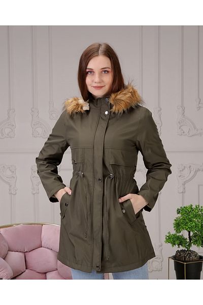Vibeys Collection Khaki Sheepskin and Waterproof Winter Coat & Coat