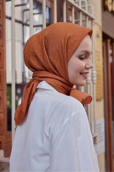 Şalland Cinnamon Patterned Viscose Jacquard Scarf