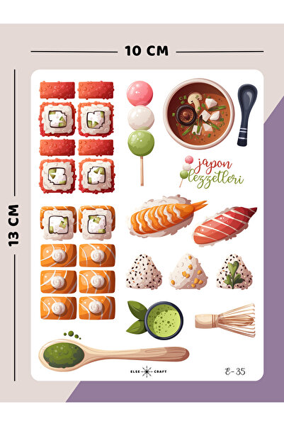 Else Craft Sushi Uzakdoğu Lezzetleri / Yemekleri Temalı Sticker - E-35 - Ajan...
