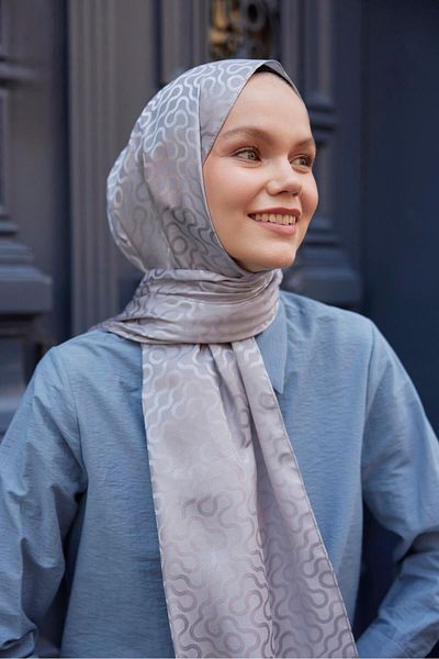 Şalland Gray Feeling Jacquard Shawl